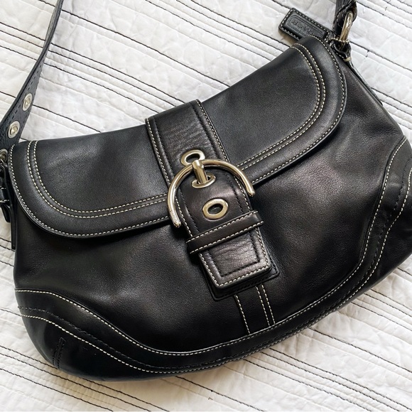 Coach Handbags - COACH Soho Flap Bag Vintage Y2K Black Leather Silver Buckle